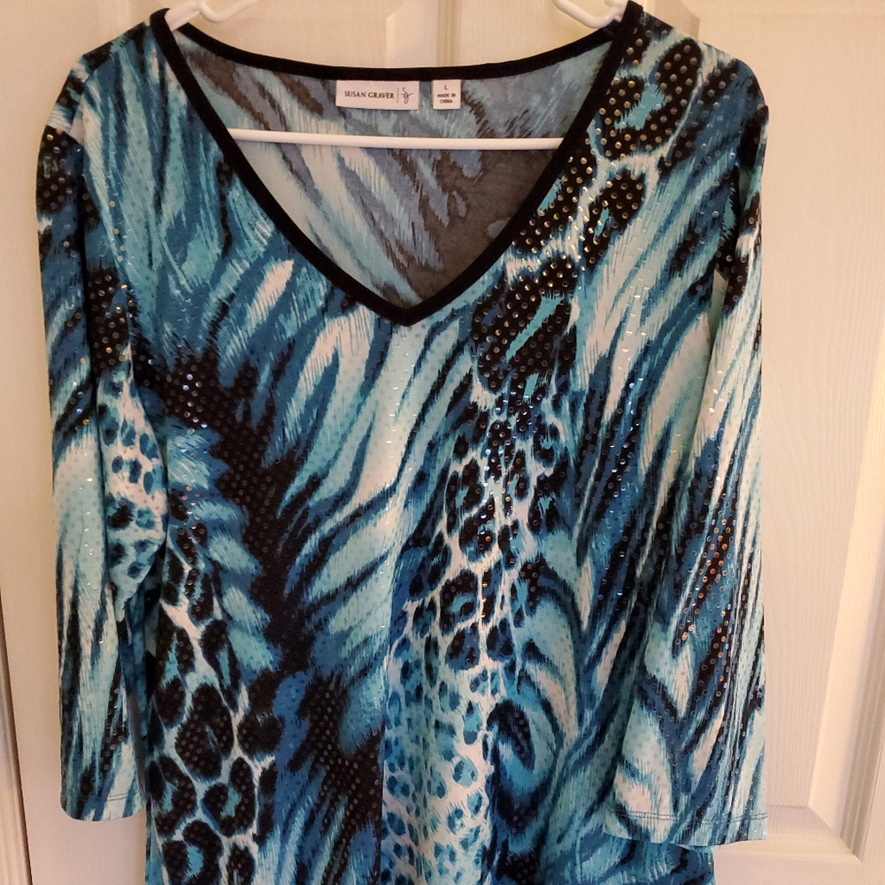Susan Graver Liquid Knit Top Size Large